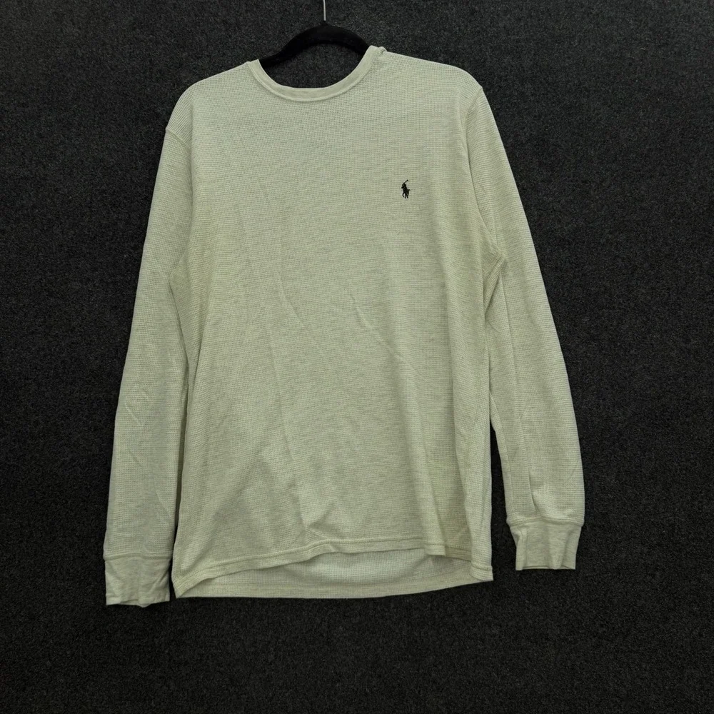 Polo Ralph Lauren Mens Thermal Waffle Knit Sleepwear Shirt White Black Pony L
